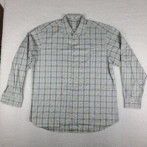 Peter Millar Shirt Mens XL Black Yellow Gray Check Plaid Dress Button Up TURKEY‎